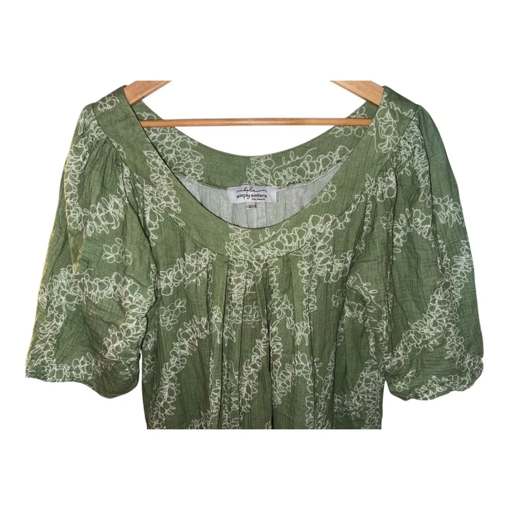 Simply Sisters Lola Hawaii Gauze Lei Print Dress L - Picture 2 of 3